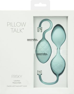 Роскошные вагинальные шарики PILLOW TALK - Frisky Teal с кристаллом, диаметр 3,2см, вес 49-75гр SO2722 фото