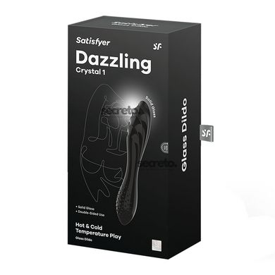 Двосторонній скляний дилдо Satisfyer Dazzling Crystal 1 Black, дуже міцний, без стопера SO8786 фото