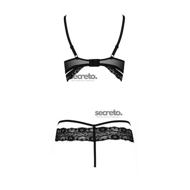 Комплект белья SARIA SET OpenBra black L/XL - Passion Exclusive: стрэпы: откртый лиф, стринги PS25001 фото