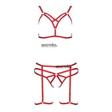 Комплект белья MAGALI SET OpenBra red L/XL - Passion Exclusive: стрэпы: лиф, трусики и пояс PS23801 фото