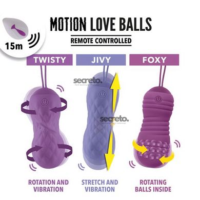 Вагінальні кульки з масажем і вібрацією FeelzToys Motion Love Balls Jivy з пультом ДК, 7 режимів SO3852 фото