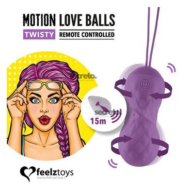 Вагінальні кульки з масажем і вібрацією FeelzToys Motion Love Balls Twisty з пультом ДК, 7 режимів SO3853 фото