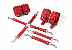 Набор для БДСМ 3 в 1 Feral Feelings BDSM Kit 3 Red, red, наручники, поножи, крестовина SO8270 фото