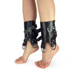 Поножи манжеты для подвеса за ноги Leg Cuffs For Suspension из натуральной кожи, цвет черный SO5182 фото