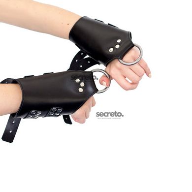 Манжеты для подвеса за руки Kinky Hand Cuffs For Suspension из натуральной кожи, цвет черный SO5183 фото