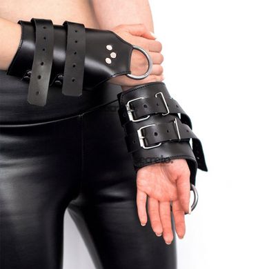 Манжеты для подвеса за руки Kinky Hand Cuffs For Suspension из натуральной кожи, цвет черный SO5183 фото