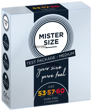 Набір презервативів Mister Size - pure feel - 53–57–60 (3 condoms), 3 розміри, товщина 0,05 мм SO8040 фото