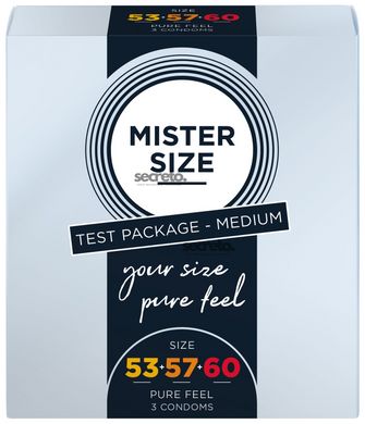 Набор презервативов Mister Size - pure feel - 53–57–60 (3 condoms), 3 размера, толщина 0,05 мм SO8040 фото