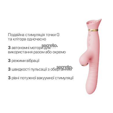 Пульсатор-вібратор із вакуумною стимуляцією клітора Zalo - ROSE Thruster Strawberry Pink SO6682 фото