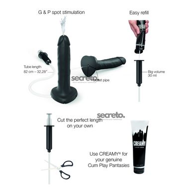 Фалоімітатор, що кінчає Strap-On-Me Squirting Cum Dildo Realistic Black, діам. 3,5 см, силікон SO9015 фото