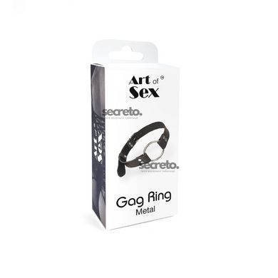 Кляп Металеве кільце із натуральної шкіри Art of Sex - Gag Ring Metal, колір Чорний SO6790 фото