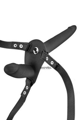 Двойной страпон с вибрацией Fetish Tentation Vibrating Strap-On with Double Dildo Black SO3748 фото