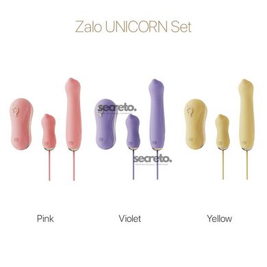 Набор 3в1 Zalo — UNICORN Set Pink, виброяйцо, пульсатор, вакуумный стимулятор SO6687 фото