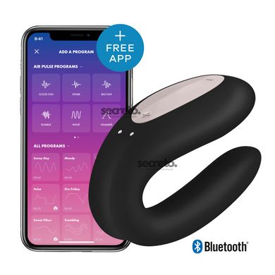 Смарт-вибратор для пар Satisfyer Double Joy Black с широким клиторальным стимулятором SO3898 фото