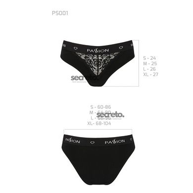 Трусики з широкою гумкою і мереживом Passion PS001 PANTIES black, size L SO4159 фото