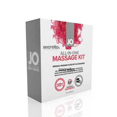 Набір для масажу System JO ALL IN ONE MASSAGE GIFT SET: розігрівальний гель, масажер і свічка SO1517 фото