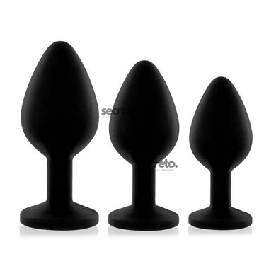 Набор анальных пробок с кристаллом Rianne S: Booty Plug Set Black, диаметр 2,7см, 3,5см, 4,1см SO3889 фото