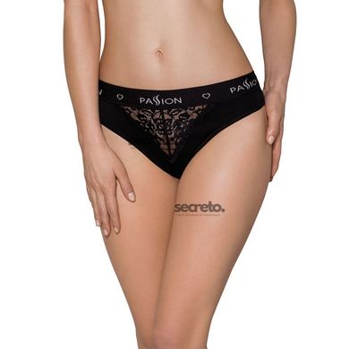 Трусики з широкою гумкою і мереживом Passion PS001 PANTIES black, size M SO4160 фото