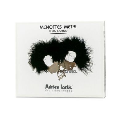 Наручники металлические Adrien Lastic Handcuffs Black с черной пушистой отделкой AD30329 фото