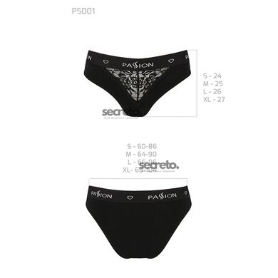 Трусики з широкою гумкою і мереживом Passion PS001 PANTIES black, size S SO4161 фото