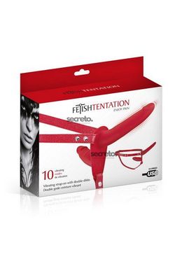 Двойной страпон с вибрацией Fetish Tentation Vibrating Strap-On with Double Dildo Red SO3752 фото