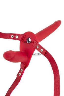 Подвійний страпон з вібрацією Fetish Tentation Vibrating Strap-On with Double Dildo Red SO3752 фото