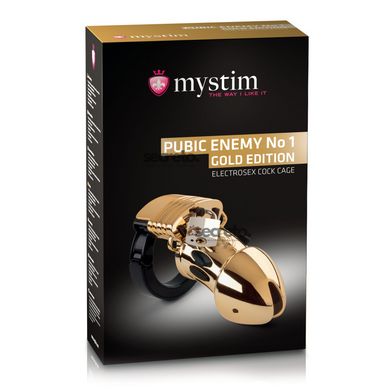 Клітка для члена з електростимуляцією Mystim Pubic Enemy No 1 - Gold Edition SO3809 фото