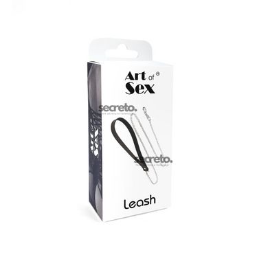 Повідець на ланцюжку із натуральної шкіри Art of Sex - Leash, колір Чорний SO6797 фото