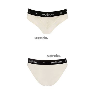 Трусики з широкою гумкою і мереживом Passion PS001 PANTIES ecru, size M SO4164 фото