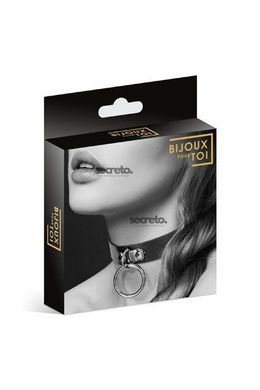 Чокер з кільцем для повідця Bijoux Pour Toi - FETISH Black, екошкіра SO1879 фото