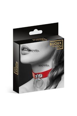 Чокер з кільцем для повідця Bijoux Pour Toi - FETISH Red, екошкіра SO1880 фото