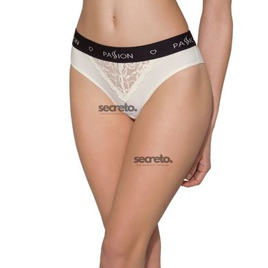 Трусики с широкой резинкой и кружевом Passion PS001 PANTIES ecru, size XL SO4166 фото