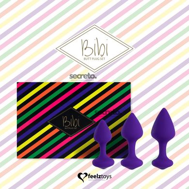 Набір силіконових анальних пробок FeelzToys - Bibi Butt Plug Set 3 pcs Purple SO5064 фото