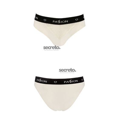 Трусики з широкою гумкою і мереживом Passion PS001 PANTIES ecru, size XL SO4166 фото