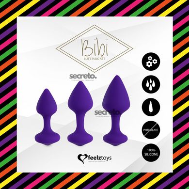 Набір силіконових анальних пробок FeelzToys - Bibi Butt Plug Set 3 pcs Purple SO5064 фото