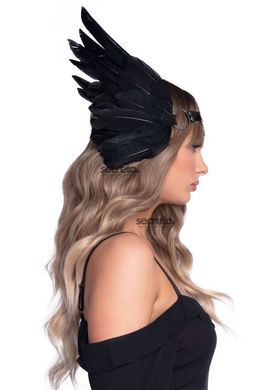 Повязка на голову с крыльями Leg Avenue Feather headband Black, перья и натуральная кожа SO7944 фото