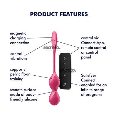 Вагинальные шарики с вибрацией Satisfyer Love Birds 2 Connect App Red SX0571 фото