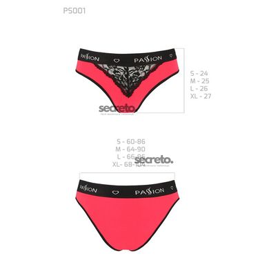 Трусики с широкой резинкой и кружевом Passion PS001 PANTIES red/black, size L SO4167 фото