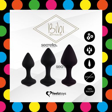 Набор силиконовых анальных пробок FeelzToys - Bibi Butt Plug Set 3 pcs Black SO5065 фото