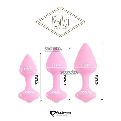 Набір силіконових анальних пробок FeelzToys - Bibi Butt Plug Set 3 pcs Pink SO4576 фото