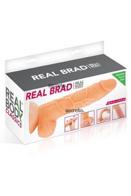 Фалоімітатор із рухомою крайньою плоттю Real Body — Real Brad, діаметр 4,5 см, TPE SO1889 фото