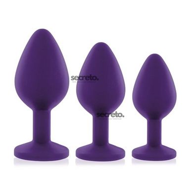 Набір силіконових анальних пробок із кристалом Rianne S: Booty Plug Set Purple, діаметр 2,7см, 3,5см SO3908 фото