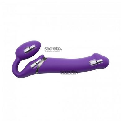 Безремінний страпон з вібрацією Strap-On-Me Vibrating Violet M, діаметр 3,3 см, пульт ДК, регульован SO3825 фото