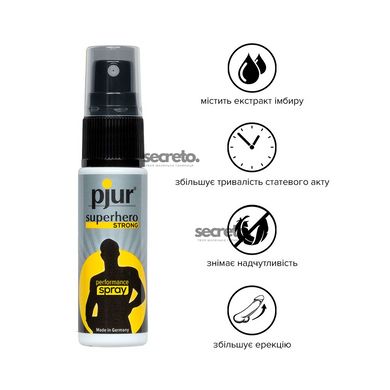 Пролонгувальний спрей pjur Superhero Strong Spray 20 ml, з екстрактом імбиру, всотується в шкіру PJ12920 фото