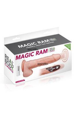 Фаллоимитатор-пульсатор с вибрацией Real Body - Magic Ram, диаметр 4см, движение вперед-назад SO1891 фото