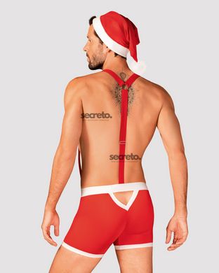 Мужской эротический костюм Санта-Клауса Obsessive Mr Claus L/XL, боксеры на подтяжках, шапочка с пом SO7295 фото