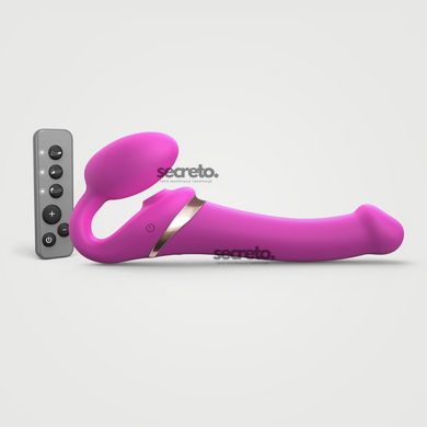 Безремневой вибрострапон с вакуумной стимуляцией Strap-On-Me MULTI ORGASM Fuchsia M, регулируемый SO6822 фото