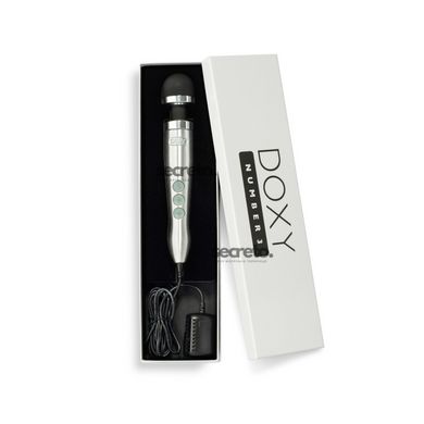 Вибромассажер DOXY Number 3 Silver, очень мощный, питание 220В, металлический корпус SO2602 фото