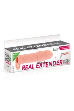 Насадка на член Real Body - Real Extender DICKY с закрытой головкой и кольцом для мошонки SO3716 фото