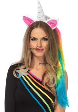 Обруч рог единорога Leg Avenue Magical Unicorn Headband, с радужной гривой SO7953 фото